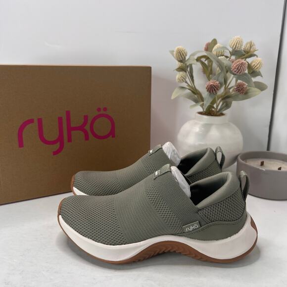 Ryka Encore Knit Slip on Sneakers Vetiver Green J0707M1300 Women's 6.5M NWB - Picture 1 of 10